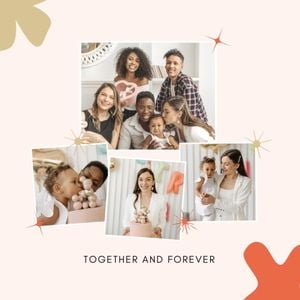 happy, love, party, Pastel Pink Simple Family Collage Photo Collage (Square) Template