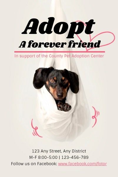 動物養子縁組センターポスターの白い背景 Pinterestポスト