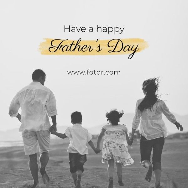 family, greeting, wish, Black And White Minimal Happy Father's Day Instagram Post Template