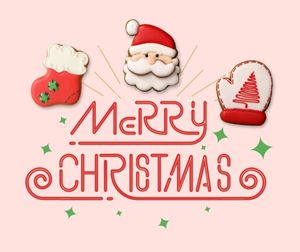 holiday, xmas, cartoon, Pink Cute Christmas Wish Facebook Post Template