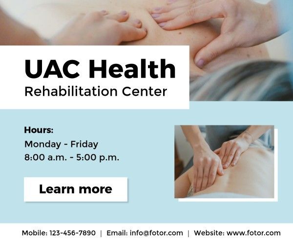 rehabilitation, business, doctor, Blue UAC Health Medium Rectangle Template