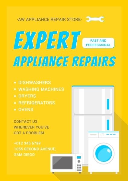 appliances, electrical supplies, machinery, Appliance Maintenance Service Poster Template