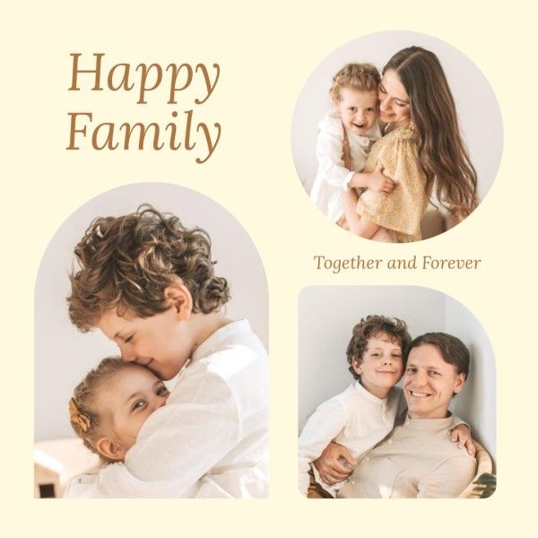 love, simple, clean, Brown And Yellow Modern Family Collage Photo Collage (Square) Template