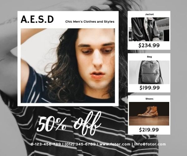 promotion, discount, ads, Modern Men Clothes And Style Sales Facebook Post Template