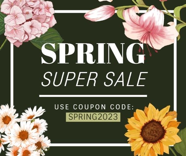 flower, business, shop, Black Spring Sale Facebook Post Template