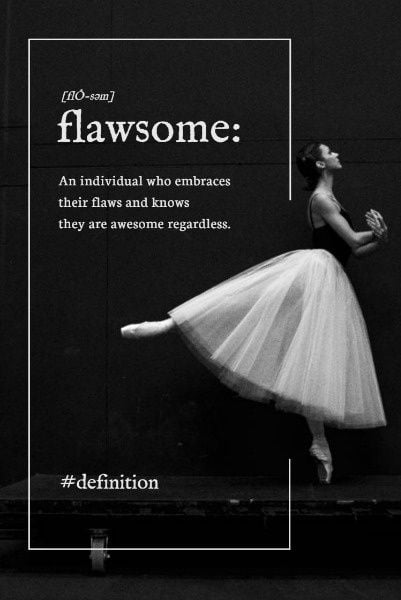 word, instagram, social media, Black And White Ballet Girl Quote Pinterest Post Template