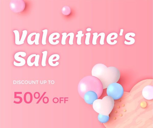 love, life, valentines sale, Pink Valentines Day Sale Promotion Facebook Post Template