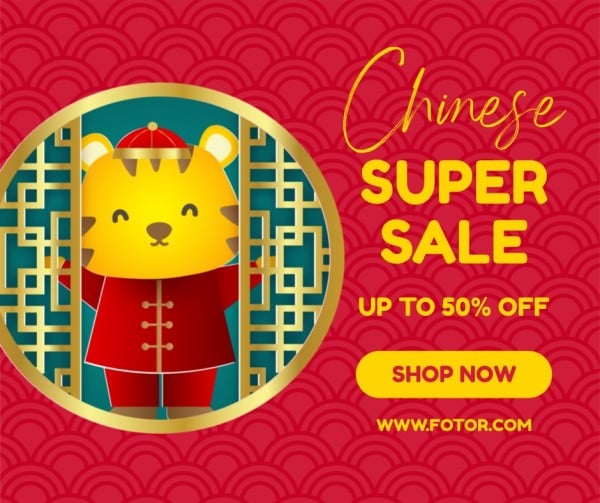 Red Chinese New Year Sale Facebook Post