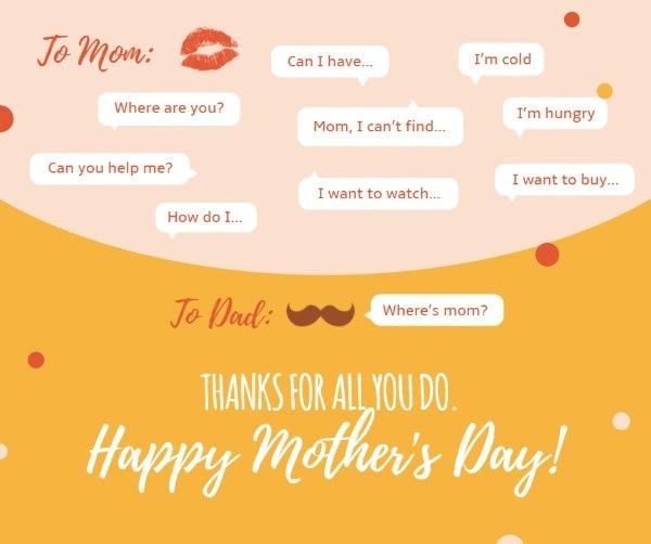 conversation, dialog, cute, Mother's Day Fun Quote Facebook Post Template