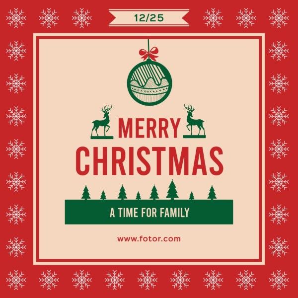 weihnachten, holiday, celebration, Red And Green Merry Christmas Instagram Post Template