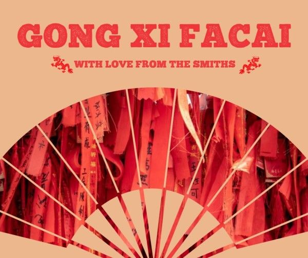 holiday, blessing, lunar year, Red Fan Chinese New Year Facebook Post Template