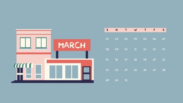 Blue March Calendar Calendar