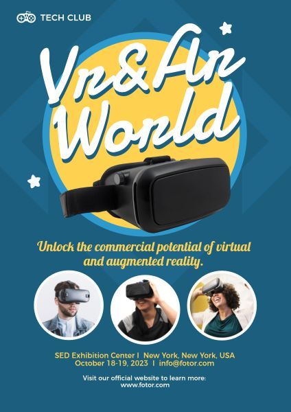game, technology, electronical, VR And AR Exhibition Poster Template