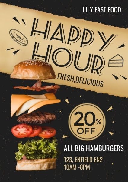 汉堡快餐折扣优惠 英文海报