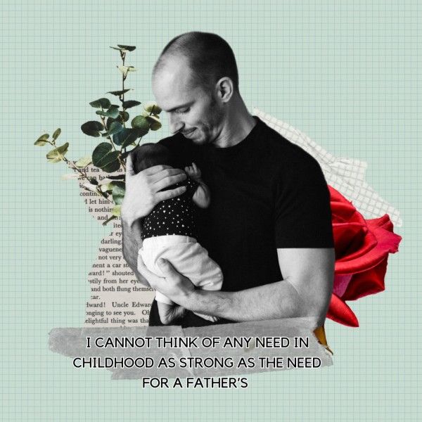 daddy, dad, flower, Green The Need Of Father Instagram Post Template