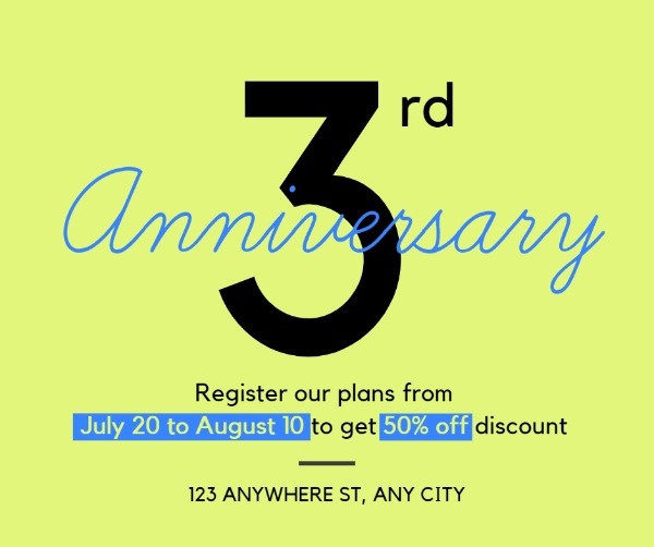 Simple Anniversary Promotion Discount Facebook Post
