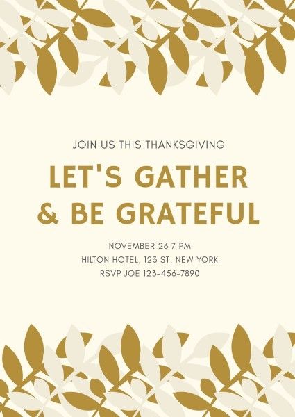 thankful, love, vector, Light Yellow Thanksgiving Invitation Template