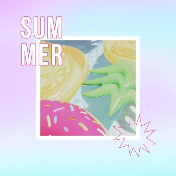 greeting, swimming poor, summer vibes, Pastel Gradient Simple Summer Holiday Instagram Post Template
