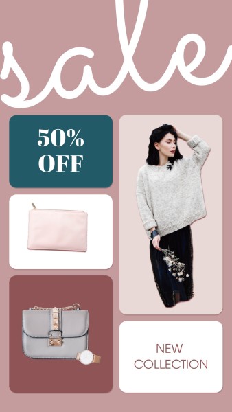 Pink Background Of Fashionable Accessory Sale  Instagram Story