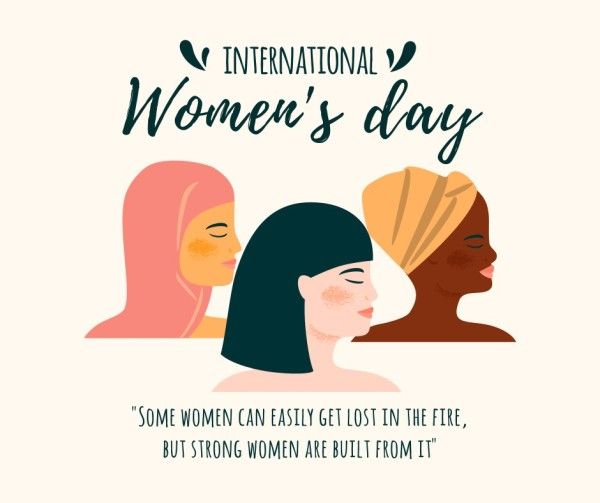 米色插图国际妇女节 Facebook帖子