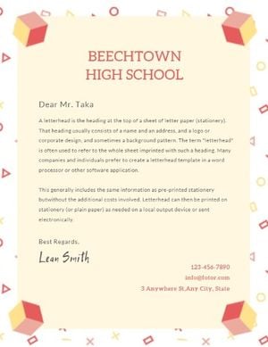 Private High School Letter Letterhead