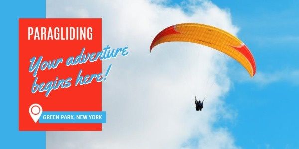 sports, advanture, sky, Blue Paragliding Travel Twitter Post Template