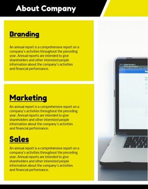business, company, firm, Yellow And Simple Facebook Market Corporate Monthly Report Template