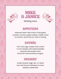 粉红丘比特婚礼 英文菜单