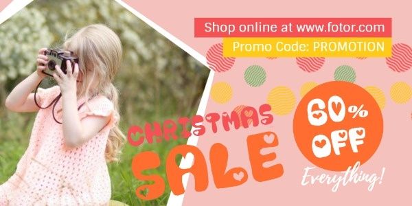 christmas, children, discount, Cute Pink Kids Clothes Sale Twitter Post Template