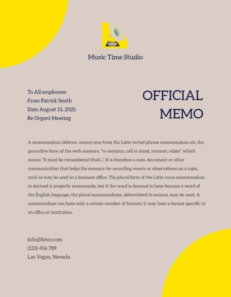 advertisemnt, business, promotion, Brown Music Time Studio Memo Template