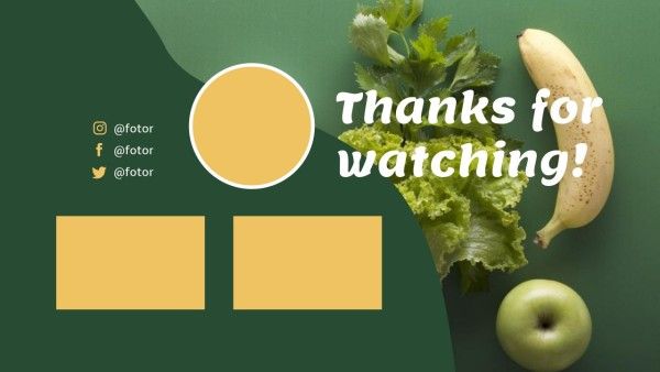 end cards, subscribe, video, Green Healthy Vegetable And Fruit Youtube End Screen Template