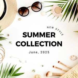 sale, promotion, new arrival, Beige White New Fashion Style Summer Collection Instagram Post Template