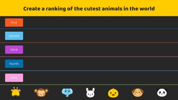 blank tier list, grid, sheet, Cartoon Cutest Animals Tier List Youtube Thumbnail Template