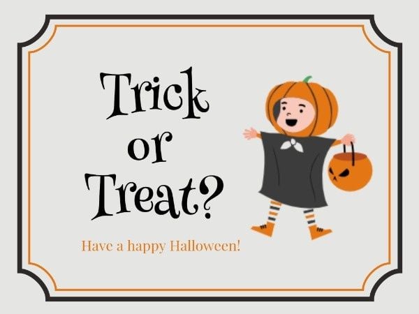 holiday, festival, celebration, Yellow Trick Or Treat Halloween Card Template