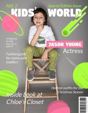 children, child, technology, Kid's World Universe Style  Magazine Cover Template