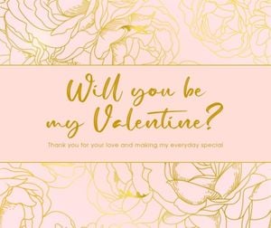 valentine day, valentines day, romanticl.festival, Pink Gold Illsuration Valentine Love Wish Facebook Post Template