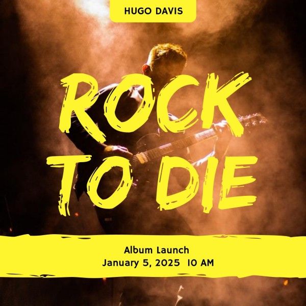 music, singer, business, Yellow Rock To Die Album Launch Album Cover Template
