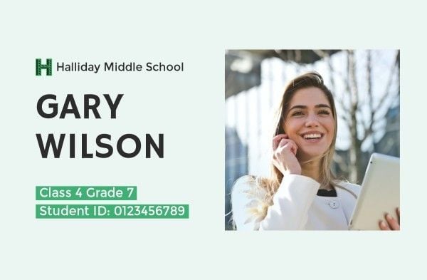 consultant, resume, cv, Green Simple School Student ID Card Template