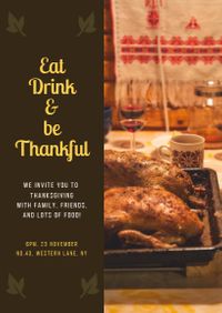thanks, thanksgiving, thank you, Be Thankful Invitation Template