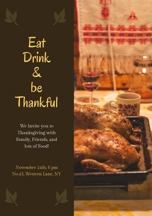 thanksgiving, festival, holiday, Be Thankful Invitation Template