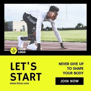 marketing, photo, man, Yellow Sport Fitness Health Instagram Post Template