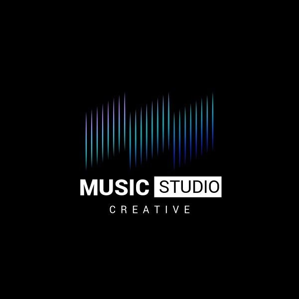 recording, producer, sound, Dark Blue Futuristic Music Studio Logo Template