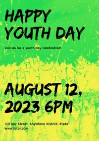 international youth day, adolescence, teenager, Green Happy Youth Day Poster Template