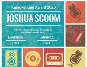 Karaoke King Certificate Certificate