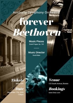 concerts, advertising, attitude, Forever Beethoven Poster Template