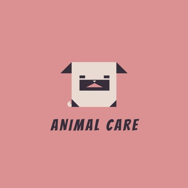 粉红可爱卡通动物护理中心 Logo