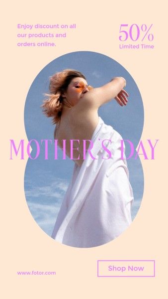 mothers day, mother day, promotion, Pink And Beige Modern Mother's Day Sale Instagram Story Template