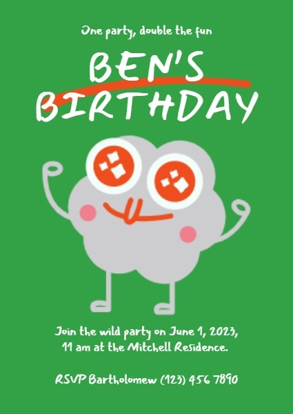 Green Birthday Party Invitation Invitation