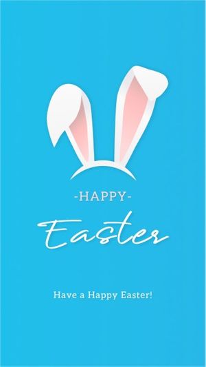 greeting, festival, celebration, Blue Illustration Cute Rabbit Happy Easter Instagram Story Template