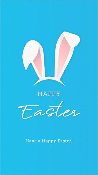 蓝色插图可爱兔子复活节快乐 Instagram快拍